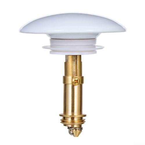 66 mm Drucktasten-Ablaufstopfen mit Messing-Beckenabdeckung für zuverlässigen Abfluss und Auslaufschutz (weiß) von BlissfulAbode