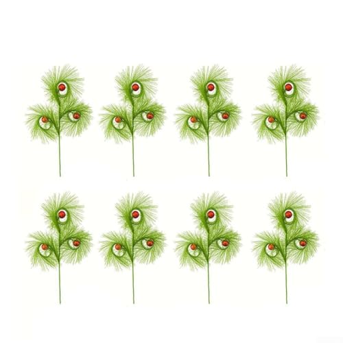 8 Stück Weihnachtszweig-Dekorationen mit federähnlichem Design und roten Glitzerkugeln, perfekt für Bäume, Kränze, Girlanden, Kaminsims, Tische und Partydekoration 8 Stück Weihnachtszweig-Dekorationen mit federähnlichem Design und roten Glitzerkugeln, perfekt für Bäume, Kränze, Girlanden, Kaminsims, Tische und Partydekoration von BlissfulAbode