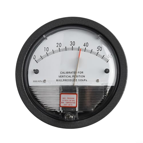 Analoges Differenzdruckmessgerät zur Überwachung von Luft- und Gasdruck mit Anti-Vibrationstechnologie und flexibler Installation (0-60pa) von BlissfulAbode