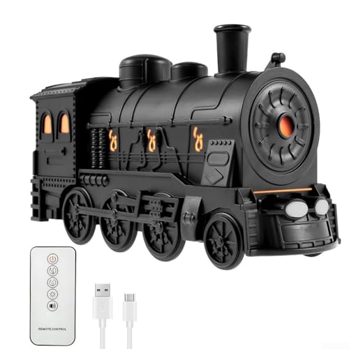 Aromatherapie-Diffusor, USB-Dampflokomotiv, 300 ml, Luftbefeuchter mit Fernsteuerung für ruhige Atmosphäre (schwarz) von BlissfulAbode