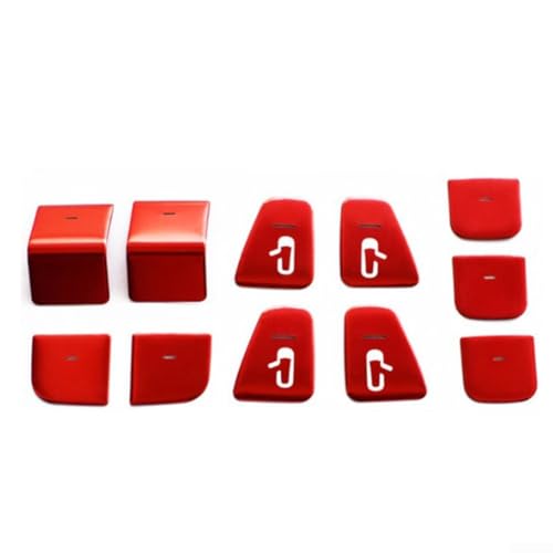 Auto Tür Lift Button Schalter Aufkleber Trim Decals Set 11 Stück für Tesla für Model 3 und für Model Y ABS-Material mit stabiler Fixierung (Rot) von BlissfulAbode