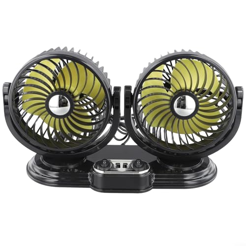Auto-Ventilator mit Doppelkopf-Design, für 360-Grad-Drehung und USB-Stromversorgung für Limousine, SUV und LKW (12 V) von BlissfulAbode