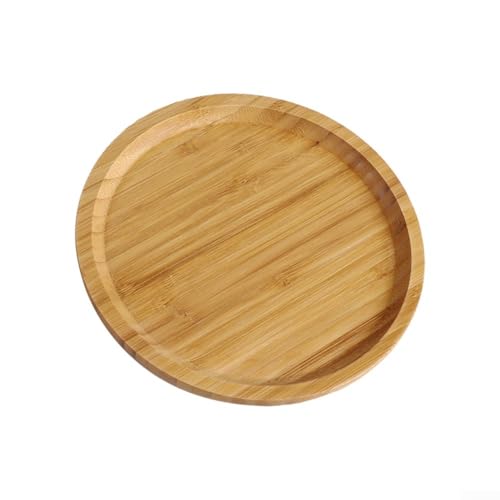 Beeindrucken Sie Ihre Gäste mit dem wunderschön gearbeiteten runden Holztablett, ideal zum Servieren von Speisen und Getränken (20 x 20 x 1,5 cm) von BlissfulAbode