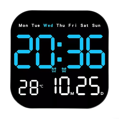 Benutzerfreundliche LED-Digital-Wanduhr mit Countdown-Timer und umfassenden Anzeigeoptionen (blau) von BlissfulAbode