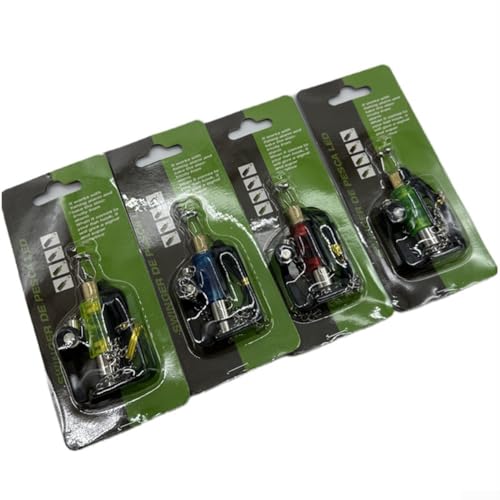 Bissanzeiger-Set mit vier LEDs, ideal zum Karpfenangeln, inklusive verstellbaren Clips und keine Batterien erforderlich (4 Farben) von BlissfulAbode