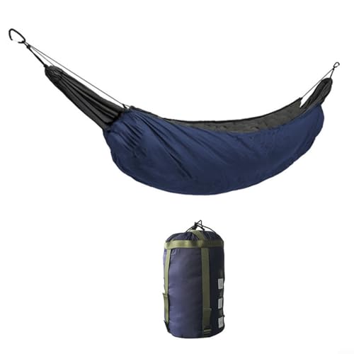 BlissfulAbode 230 x 110 cm Schaukel, Camping-Schaukel, Outdoor, gefüllt mit TC-Baumwolle, leichtes Nylon-Fallschirmschaukel für drinnen, draußen, Rucksackreisen, Reisen, Wandern (dunkelblau) von BlissfulAbode
