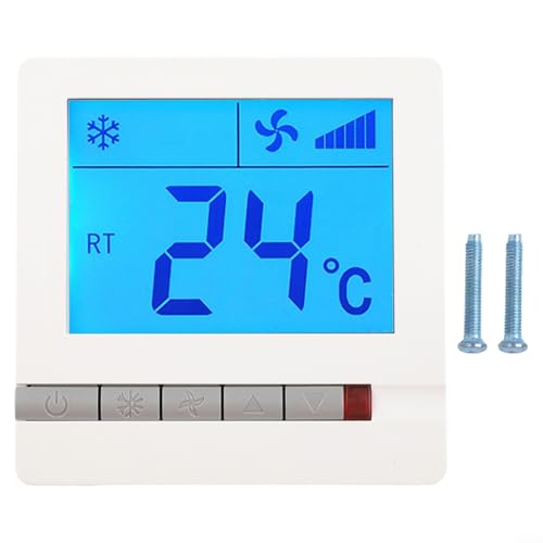BlissfulAbode Digitaler LCD Thermostat Temperaturregler Für Klimaanlage Mit Blauer Hintergrundbeleuchtung, Mikrocomputer-Steuerung, Lüftersteuerung Für Zentralheizung, Für Heizung Und Kühlung von BlissfulAbode