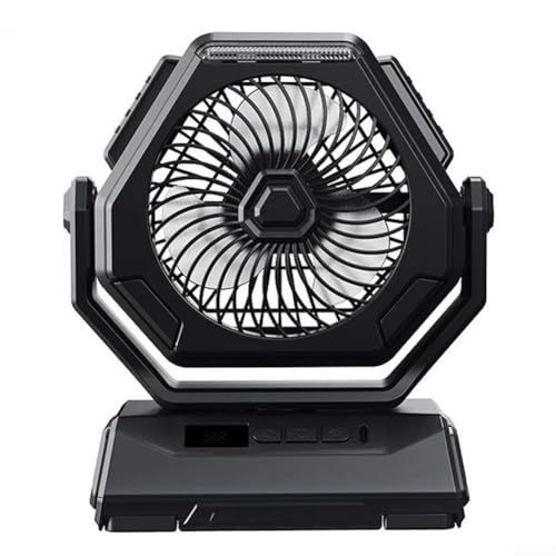 BlissfulAbode Einstellbare Geschwindigkeit, Outdoor-Campingventilator mit eingebautem Nachtlicht für verbesserte Sichtbarkeit bei Nacht (schwarz) von BlissfulAbode