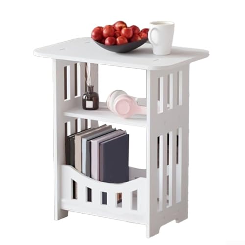 BlissfulAbode Moderner Beistelltisch mit Stauraum oben und unten, leicht und einfach zu montierendes Design für Komfort (doppelte Ebenen) von BlissfulAbode