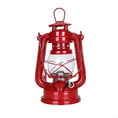 BlissfulAbode Öllampe, Vintage-Sturmlaterne, Retro-Kerosin-Lampe, Vintage-Hängelaterne für den Innen- und Außenbereich (rot, 25 cm) von BlissfulAbode