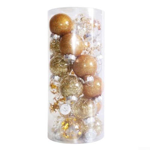 Bruchsichere Weihnachtskugel-Set, 24 Stück, hängende Dekorationen für Bäume und Feiertagsfeiern (Gold) von BlissfulAbode