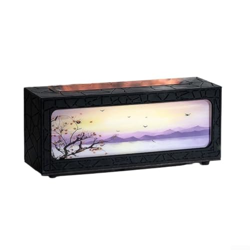 Buntes Nachtlicht mit simulierter Flamme, Aromatherapie-Diffusor mit USB-Luftbefeuchter, einstellbare Nebelstufen für Meditation und Entspannung (schwarz) von BlissfulAbode