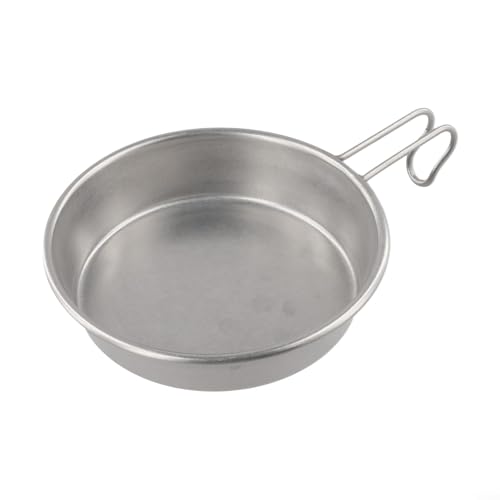 Camping-Teller aus Edelstahl mit Griff, ideal für Picknicks und zum Servieren von Lebensmitteln, 280 ml (grau) von BlissfulAbode