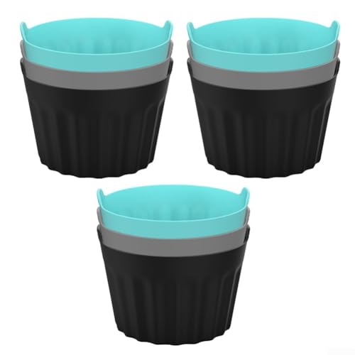 Cupcake-Backförmchen aus Silikon mit Eier-Pochierfunktion für Luftfritteusen (9 Stück, schwarz) von BlissfulAbode