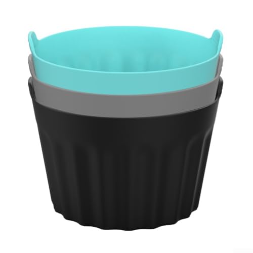 Cupcake-Backförmchen aus Silikon mit Eierpochierfunktion für Luftfritteusen (3 Stück schwarz) von BlissfulAbode