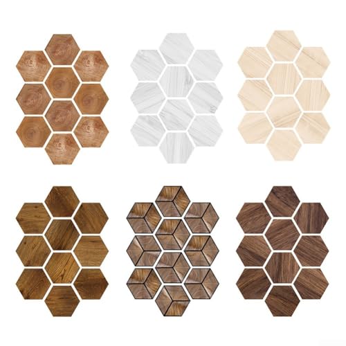 DIY Friendly Hexagonal Imitation Holz Wandaufkleber Dekorative Fliesen für verschiedene Einstellungen (A) von BlissfulAbode