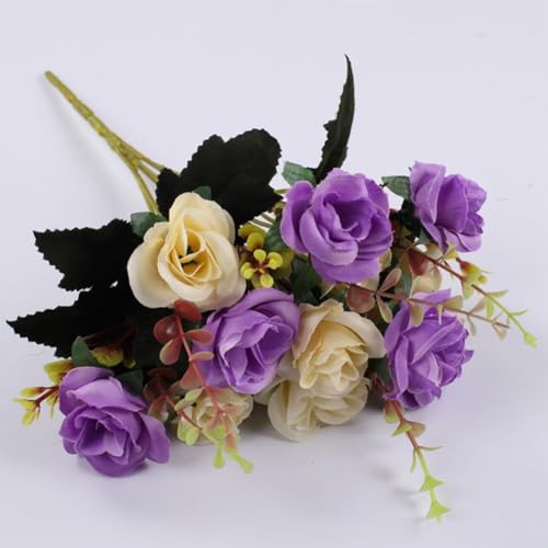 Dekorative 12 Rosen aus Seide, realistische Kunstblumen, um Ihren Wohnraum oder Ihre Veranstaltungsatmosphäre zu verschönern (hellviolett) von BlissfulAbode