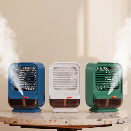 Desktop USB Luftkühler Luftbefeuchter Ventilator mit Sprühfunktion für persönliche Kühlung und Komfort (Blau) von BlissfulAbode
