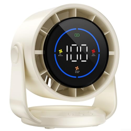 Desktop-USB-Umlaufventilator, 100 einstellbare Geschwindigkeiten, 4000 mAh Akku, leiser Betrieb, digitales Display, Wandhalterung für Wohnheim, Büro, Schlafzimmer, Arbeitszimmer, Weiß / Schwarz, 173 x Desktop-USB-Umlaufventilator, 100 einstellbare Geschwindigkeiten, 4000 mAh Akku, leiser Betrieb, digitales Display, Wandhalterung für Wohnheim, Büro, Schlafzimmer, Arbeitszimmer, Weiß / Schwarz, 173 x von BlissfulAbode