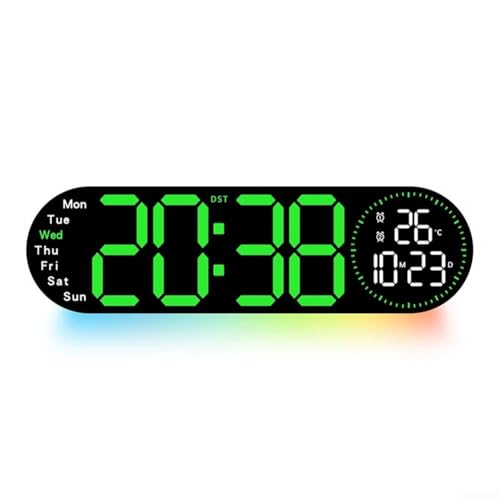 Digitale LED-Wanduhr mit Fernbedienung und stilvollem Design, ideal für Büros, Häuser oder Geschäfte (grün) von BlissfulAbode