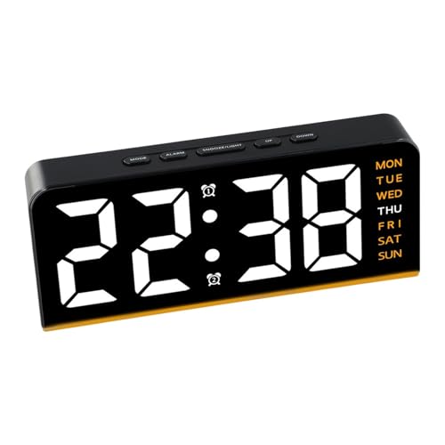 Digitaler Wecker für Schlafzimmer, weiches Nachtlicht und Echtzeit-Temperaturanzeige (B-Orange) von BlissfulAbode