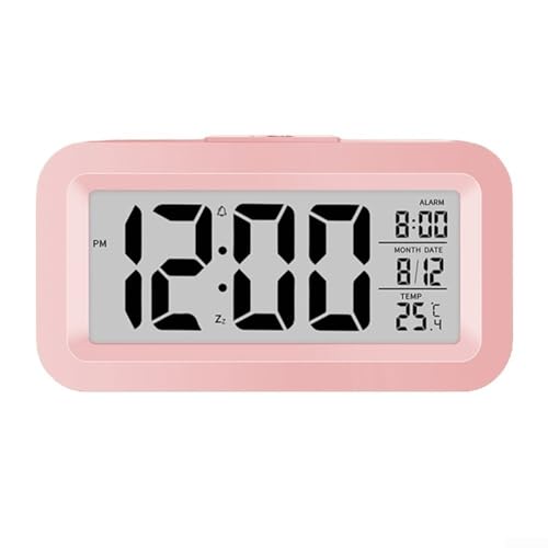 Digitaler Wecker im modernen Design mit Kalenderthermometer, perfekt für Schreibtisch und Reisen (Rosa) von BlissfulAbode