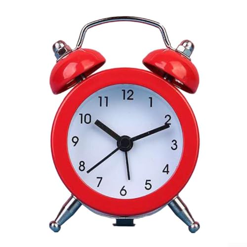 Doppelglockenwecker aus Metall mit zuverlässigem Quarzwerk, für einen ruhigen Schlaf (rot) von BlissfulAbode