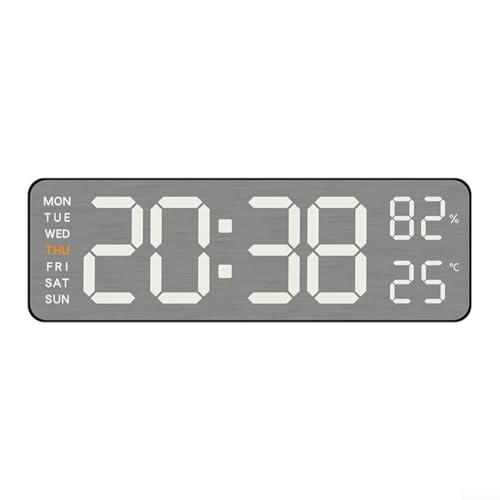 Doppelte Temperaturmessung auf dieser umfassenden elektronischen Multifunktions-Wanduhr (schwarzes Gehäuse) von BlissfulAbode