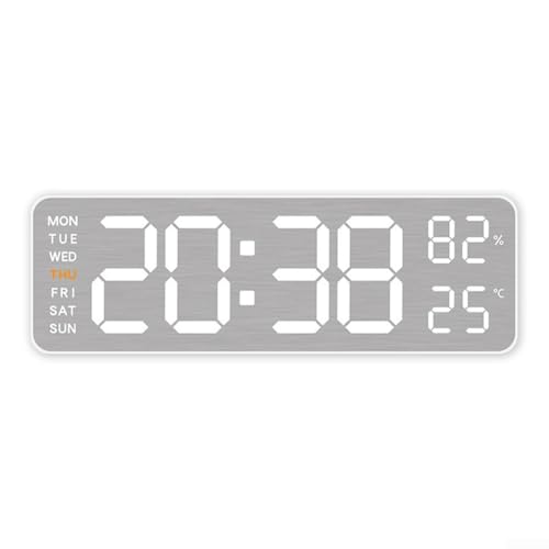 Doppelte Temperaturmessung auf dieser umfassenden elektronischen Multifunktions-Wanduhr (weißes Gehäuse) von BlissfulAbode