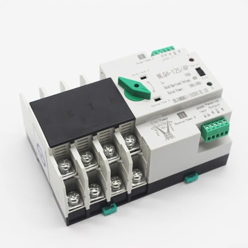 Dual Power Automatischer Transferschalter 4-polig 400V für Solar- und Netzstrom Nahtloser Übergang mit DIN-Schienenhalterung und breiter Stromunterstützung 25A 32A 63A (63A) von BlissfulAbode