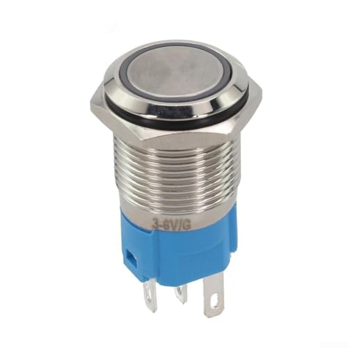 Edelstahl 16 mm Druckknopfschalter 3 6 V mit Selbstrückstellfunktion und vandalensicheres Design für einfache Sichtbarkeit (gelb) von BlissfulAbode