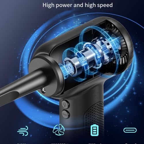 Effiziente Reinigungslösung Druckluft-Staubwedel mit Turbo-Lüfter (51000 U/min) und heller LED-Beleuchtung von BlissfulAbode