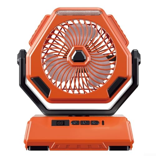 Einstellbare Geschwindigkeit Outdoor Camping Ventilator mit eingebautem Nachtlicht für bessere Sichtbarkeit bei Nacht (Orange) von BlissfulAbode