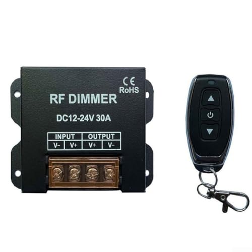 Einstellbarer LED-Dimmer mit RF-Fernbedienung, kompatibel mit DC 12 V und 24 V Lichtstreifen und Befestigungen von BlissfulAbode