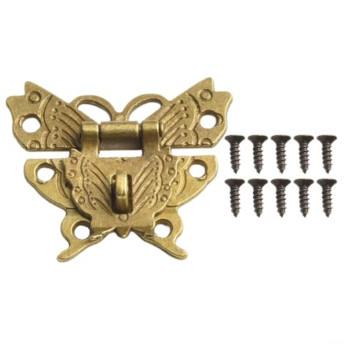 Einzigartiger Vintage-Schmetterlingsverschluss in antiker Bronze für Holzschmuck und Werkzeugaufbewahrung (gelbe Bronze) von BlissfulAbode