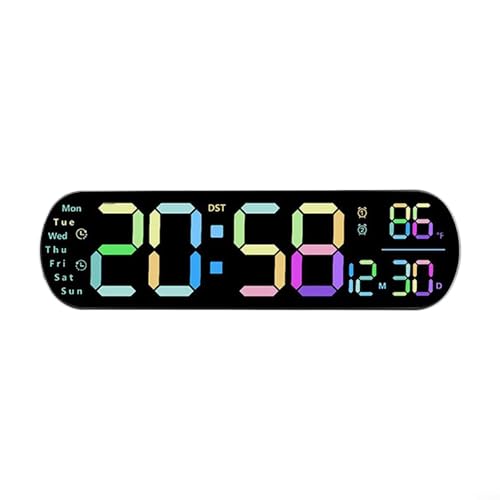 Elegante digitale Wanduhr mit großem Display, Fernbedienung und einstellbarer Helligkeit, für Heimdekoration und Zeitmessung (E) von BlissfulAbode