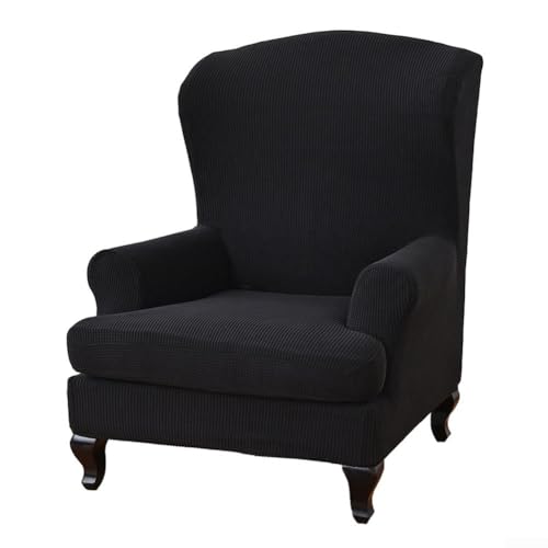 Eleganter, elastischer Bezug für alle Jahreszeiten, für Stühle mit Rückenlehne, vollständige Abdeckung und einfache Wartung, Schwarz von BlissfulAbode