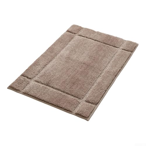 Eleganter und funktionaler Badezimmerteppich mit weichen Fasern und rutschfester Unterseite (braun, 50 x 80 cm) von BlissfulAbode