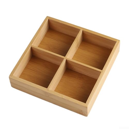 Elegantes Holztablett zum Servieren von gemischten Nüssen und Süßigkeiten während der Versammlung oder Teezeit (4 Gitter) von BlissfulAbode
