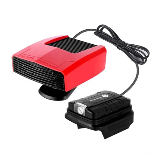 Fahrzeug Heizgerät Entfroster Auto Heizgerät mit 360° Drehung Dual USB Anschlüsse Adapter für 18V Akku Fahrzeugheizung Defroster Innenraum Außenbereich Verwendung Rot Schwarz von BlissfulAbode