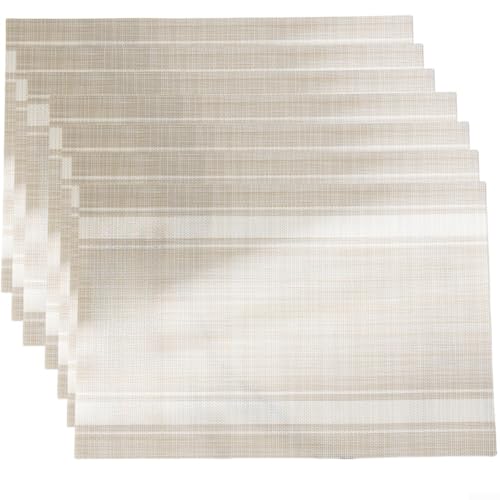 Fleckenabweisende Esstisch-Matten Set mit 6 hitzebeständigen PVC-Tischsets für Zuhause oder Gäste (weiß) von BlissfulAbode
