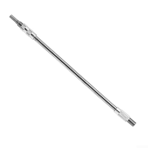 Flexible Metall-Bohrer-Schlauchverlängerung mit Sechskantköpfen, kompatibel mit Hand- und Elektrobohrmaschinen, ermöglicht präzises Bohren in schwierigen Bereichen (Silber) von BlissfulAbode