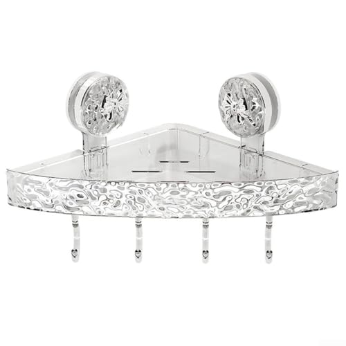 For Glacier Wellle Design Acrylic Shower Storage Rack with Strong Suction Cups for Bathroom Organization, Corner Shelf with Water Drainage Holes von BlissfulAbode