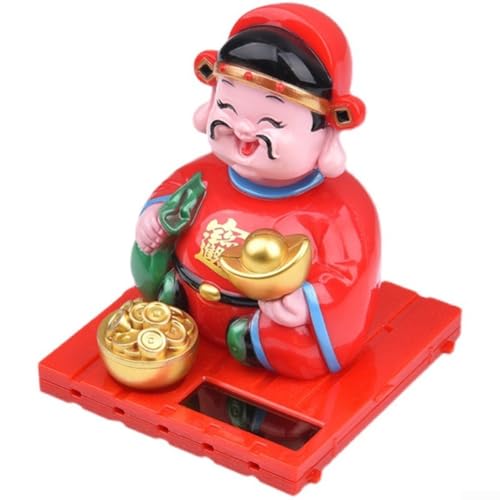 Fröhliche Solar Wackelfigur des Gottes des Reichtums bereichert Ihren Raum mit fröhlicher Energie und symbolisiert Erfolg von BlissfulAbode