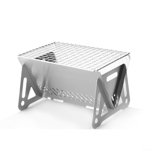 Für Holzkohlegrill im Freien, klappbarer Grillkocher für Camping, Edelstahl-Konstruktion und schnelle Einrichtung für alle Ihre Outdoor-Kochbedürfnisse (21 x 15 x 12,2 cm) von BlissfulAbode