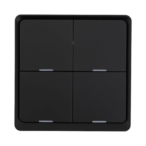 Für ZigBee Smart Scene Switch mit 4-Gang-Druckknopf-Design für drahtlose Steuerung in Smart Home Setup mit App (schwarz) von BlissfulAbode