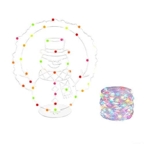 Für festliche Schneemann-Dekoration im Freien, mit LED-Lichterkette, Metallkonstruktion, wetterfest, für Weihnachtsrasen und Weg-Display von BlissfulAbode