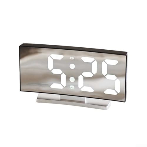 Gebogener Bildschirm LED Uhr Einfache Alarmfunktion mit klarem Display für einfache Bedienung und Zeitmanagement (Schwarz-Weißlicht) von BlissfulAbode