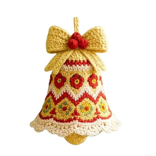 Häkel-Weihnachtsglocken-Ornament, DIY-Set bietet komplette Materialien für die Schaffung personalisierter Urlaubsdekoration (gelb) von BlissfulAbode