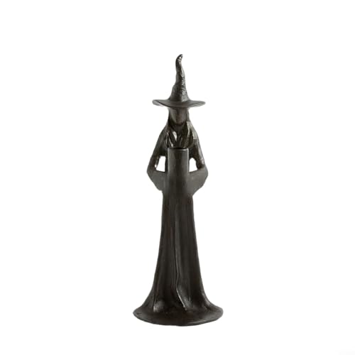 Halloween Harz Hexe Statue Gothic Schwarz Kerzenhalter Heilige Feminine Symbolik Spirituelle Ornament Retro Figur Meditation Home Decor für Halloween Festival Dekorationen (eine einzelne Kerze) von BlissfulAbode
